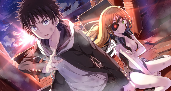 Обои картинки фото аниме, toaru majutsu no index, девушка, парень