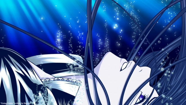 Обои картинки фото аниме,  gray-man, лучи, вода, пузырьки, волосы, парень