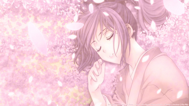 Обои картинки фото аниме, hakuoki, девушка, взгляд, фон