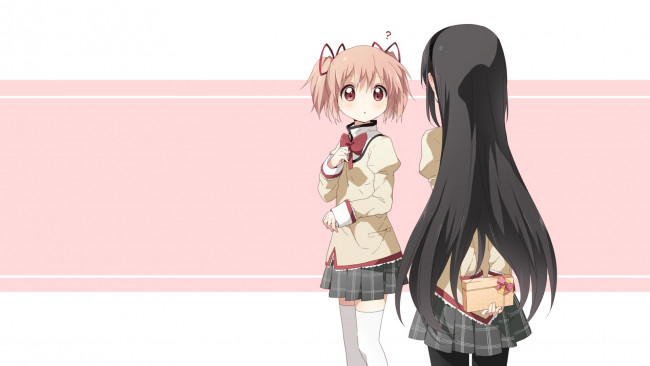 Обои картинки фото аниме, mahou shoujo madoka magika, девочки