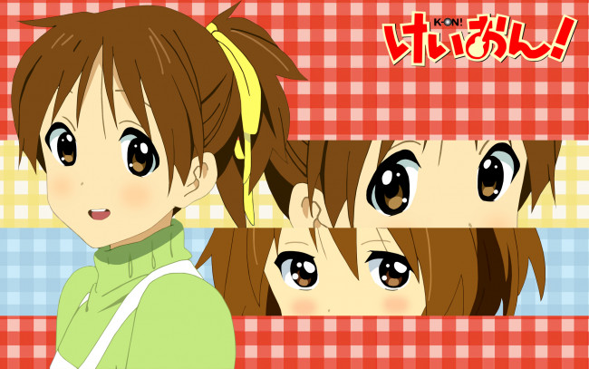 Обои картинки фото аниме, k-on, девушка, взгляд, фон
