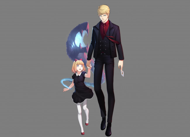 Обои картинки фото аниме, магия,  колдовство,  halloween, девочка, джокер, карта, парень