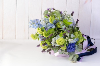 Картинка цветы букеты +композиции лента разноцветные