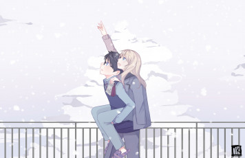 Картинка аниме shigatsu+wa+kimi+no+uso пара двое