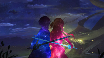 Картинка аниме sword+art+online силуэты