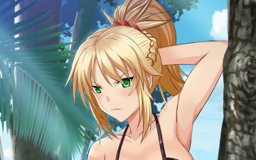 Картинка аниме fate stay+night девушка взгляд фон