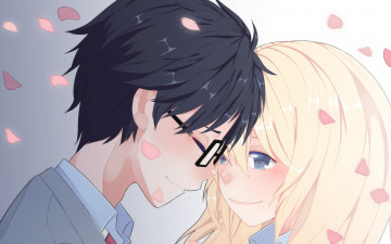 Картинка аниме shigatsu+wa+kimi+no+uso пара двое