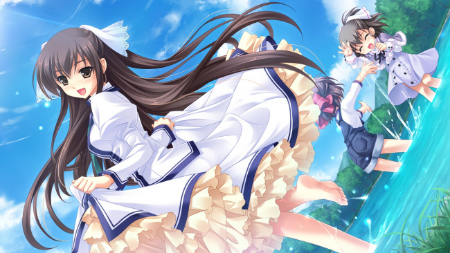 Обои картинки фото аниме, midori no umi, фон, взгляд, девушка