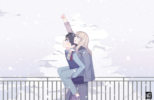 Обои картинки фото аниме, shigatsu wa kimi no uso, пара, двое