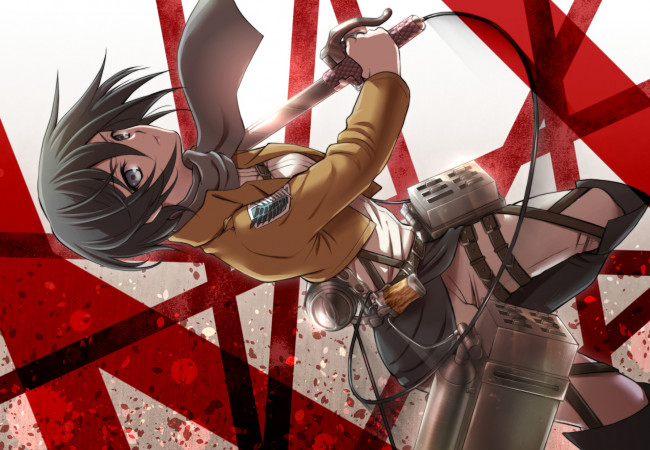 Обои картинки фото аниме, shingeki no kyojin, микаса