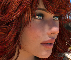 Картинка 3д+графика портрет+ portraits девушка взгляд фон