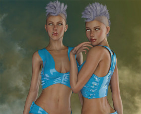 Картинка 3д+графика люди+ people девушки взгляд фон