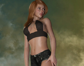 Картинка 3д+графика люди+ people девушка взгляд фон