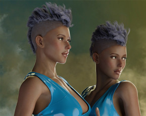 Картинка 3д+графика люди+ people девушки взгляд фон