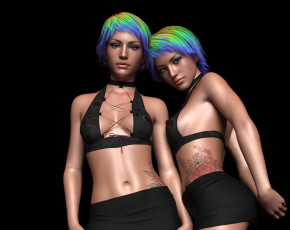 Картинка 3д+графика люди+ people девушки взгляд фон