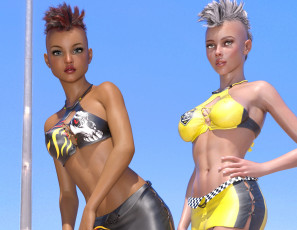 Картинка 3д+графика люди+ people девушки взгляд фон