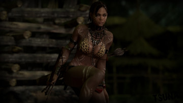 Картинка 3д+графика фантазия+ fantasy девушка взгляд фон