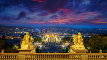 Картинка magic+fountain+in+barcelona города барселона+ испания простор