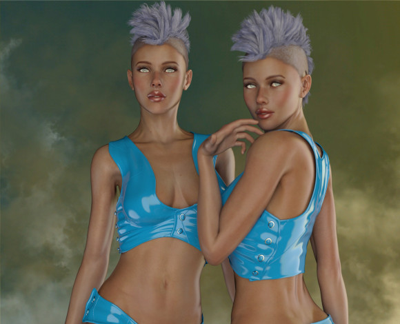 Обои картинки фото 3д графика, люди , people, девушки, взгляд, фон