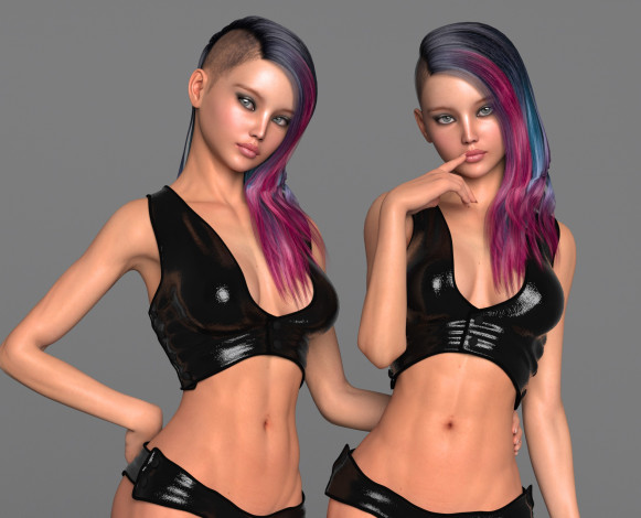 Обои картинки фото 3д графика, люди , people, фон, девушки, взгляд