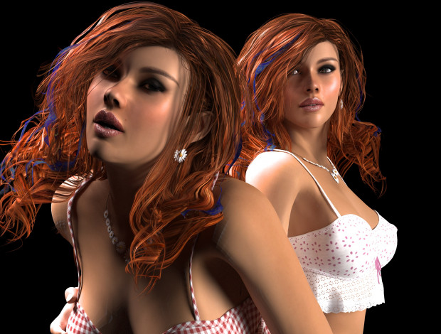 Обои картинки фото 3д графика, люди , people, девушки, взгляд, фон