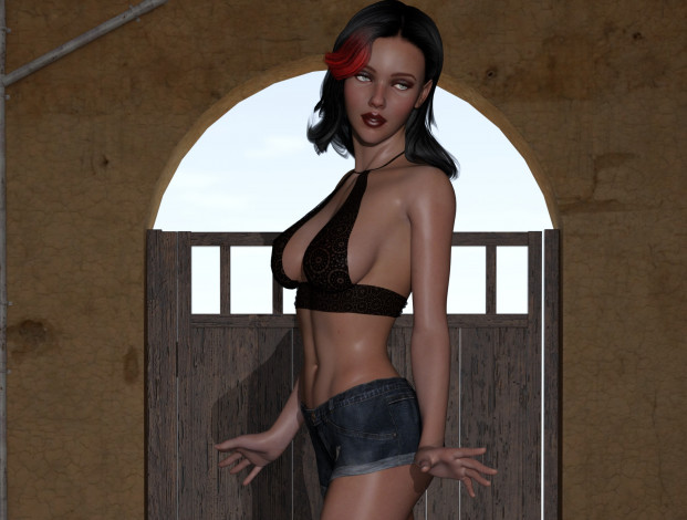 Обои картинки фото 3д графика, люди , people, девушка, взгляд, фон