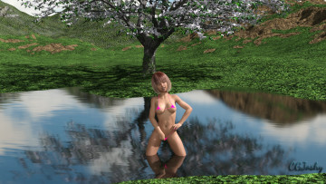 Картинка 3д+графика люди+ people фон взгляд девушка грудь