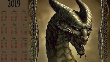 Картинка календари фэнтези calendar 2019 язык монстр существо
