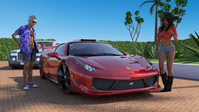 Обои картинки фото 3д графика, люди-авто, мото , people- car ,  moto, фон, взгляд, девушка