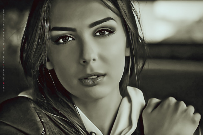 Обои картинки фото календари, компьютерный дизайн, девушка, взгляд, лицо, женщина, calendar, 2019