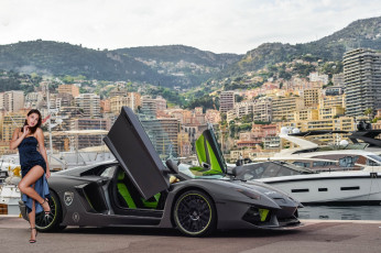 Картинка девушки ellie+luna платье поза автомобиль