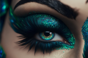 Картинка разное глаза необычный яркий макияж