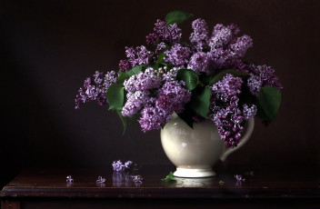 обоя цветы, сирень, ваза, букет, лиловая, лепестки