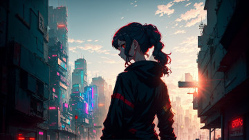 Картинка аниме город +улицы +интерьер +здания нейросети графика нейроарт ai art нейронные сети рисунки нейро искусство