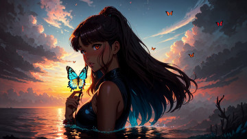 Картинка аниме пейзажи +природа нейросети графика нейроарт ai art нейронные сети рисунки нейро искусство