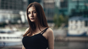 Картинка девушки -+брюнетки +шатенки брюнетка город длинные волосы