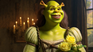 Картинка рисованное кино +мультфильмы нейросети графика нейроарт ai art нейронные сети рисунки нейро искусство шрекообразная барби