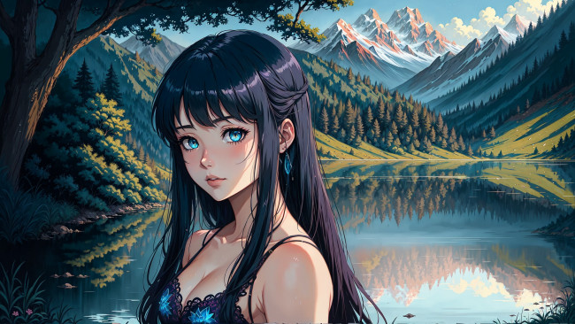 Обои картинки фото аниме, пейзажи,  природа, нейросети, графика, нейроарт, ai, art, нейронные, сети, рисунки, нейро, искусство