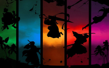 Картинка аниме bleach персонажи силуэты цвета