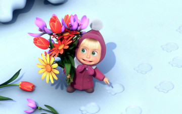 Картинка мультфильмы маша медведь цветы