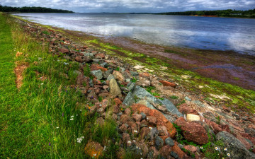 Картинка st peter`s bay природа реки озера берег трава камни река
