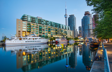 Картинка корабли порты причалы пароход шхуна причал яхты небоскребы город