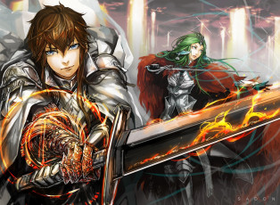 Картинка аниме -weapon +blood+&+technology арт рапира меч парень девушка