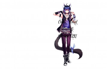 Картинка аниме -animals+&+creatures арт нэко белый фон парень