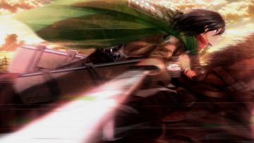 Картинка аниме shingeki+no+kyojin mikasa ackerman атака титанов арт