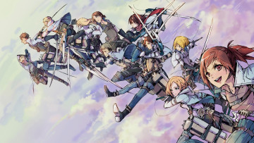 Картинка аниме shingeki+no+kyojin персонажи арт девушки парни атака титанов