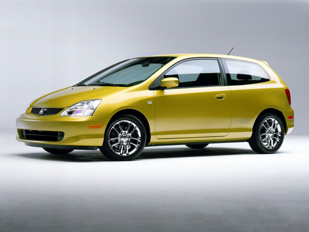 Обои картинки фото автомобили, honda, si, civic, желтый, ep3