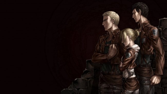 Обои картинки фото аниме, shingeki no kyojin, reiner, braun, bertholt, fubar, annie, leonhardt, атака, титанов
