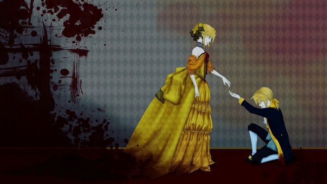 Обои картинки фото аниме, vocaloid, мальчик, девочка, kagamine, len, rin