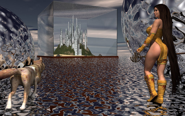 Обои картинки фото 3д графика, амазонки , amazon, взгляд, девушка